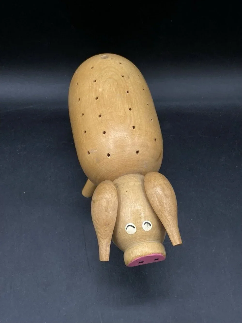 Hors D'oeuvre Server Salt Pepper Set Wood Pig Japan MCM Vintage Barware
